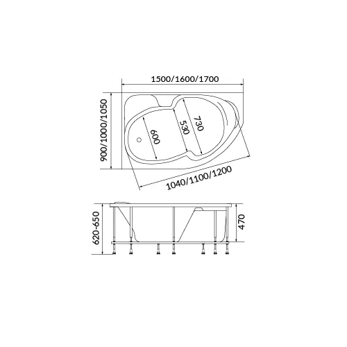 Ванна 1Marka DIANA, Выбрать размер: 150x90, Ориентация: левая, изображение 4