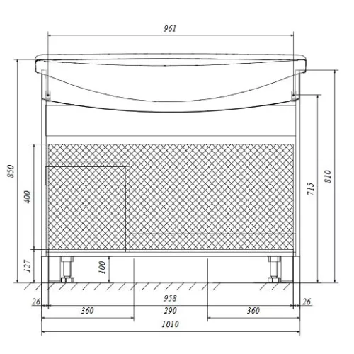 Тумба напольная с раковиной 1Marka Lina New, Выбрать размер: 105, изображение 7
