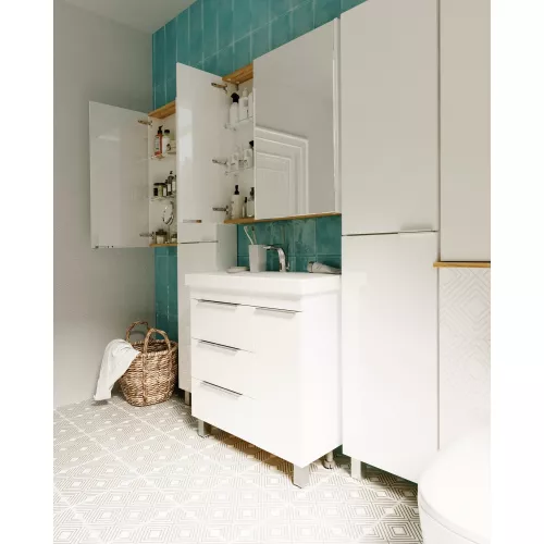 Тумба напольная без  раковины  1Marka Gaula 80 , 3 ящика и 1дверца, Выбрать цвет: Белый, изображение 6