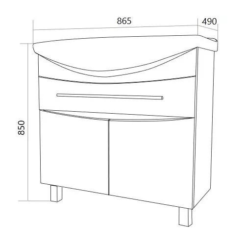 Тумба напольная без раковины 1 Марка Lina Classic New 85Н 1в.я 2д Белый глянец, Выбрать размер: 85, изображение 8