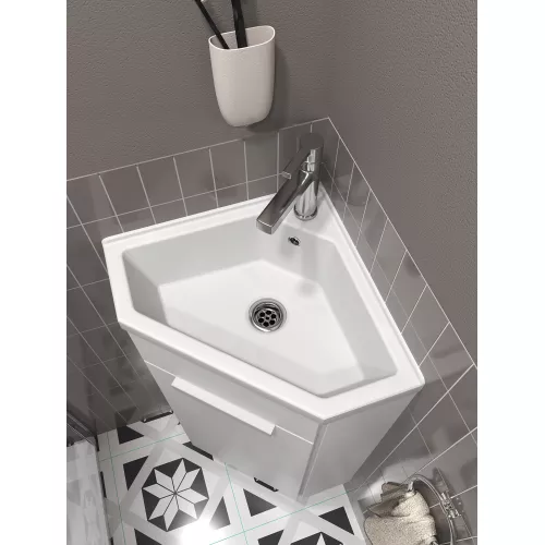 Тумба угловая 1Marka  напольная 37*37  с раковиной Penta, изображение 2