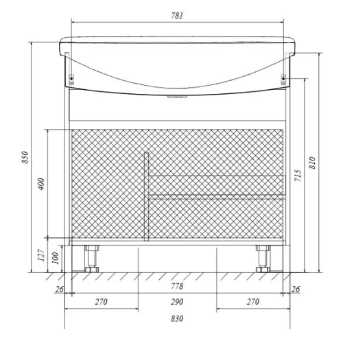 Тумба напольная без раковины 1 Марка Lina Classic New 85Н 1в.я 2д Белый глянец, Выбрать размер: 85, изображение 7