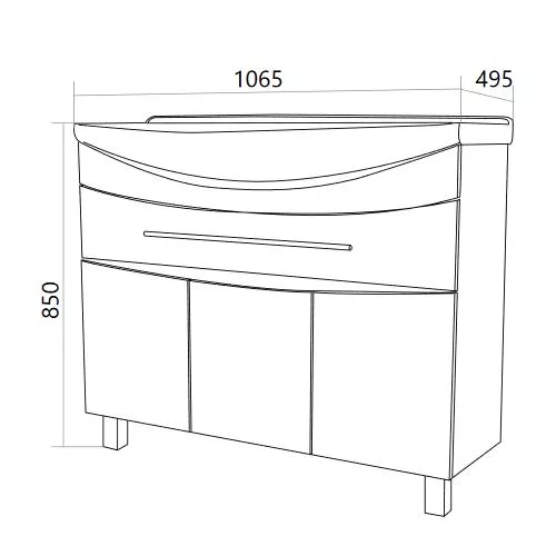 Тумба напольная с раковиной 1Marka Lina New, Выбрать размер: 105, изображение 8