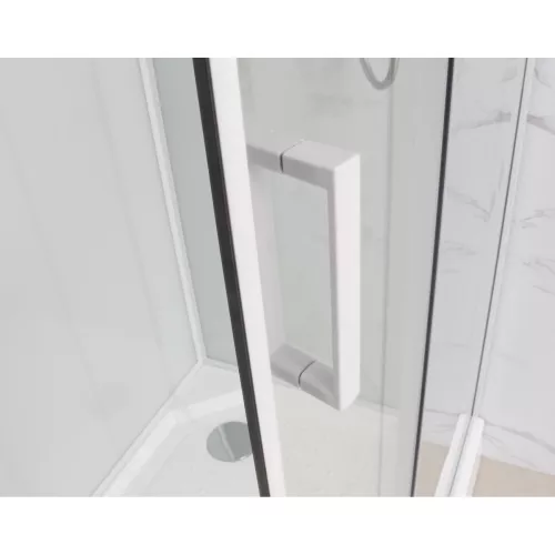 Душевая кабина Frank F412/2 L/R White высокий поддон, Цвет стекла: прозрачное, Цвет профиля: Белый, Тип поддона: Высокий, Выбрать размер: 120х80, Внешний вид: с крышей, Ориентация: левая, изображение 6