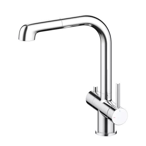 Смеситель для кухни с подключением фильтра и выдвижной лейкой Timo Saona 2346/00FL, Выбрать цвет: Хром
