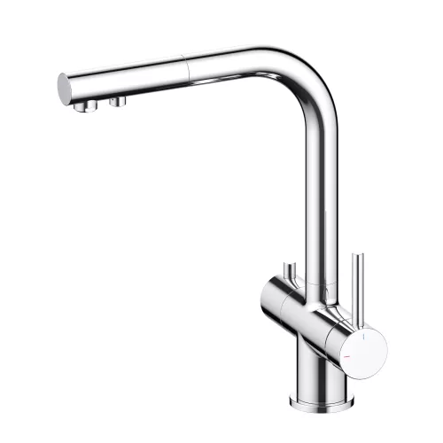 Смеситель для кухни с подключением фильтра и выдвижной лейкой Timo Saona 2356/00FL, Выбрать цвет: Хром