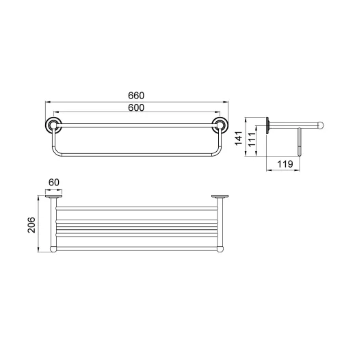 Полка для полотенец Timo Nelson, Выбрать цвет: Хром, изображение 2