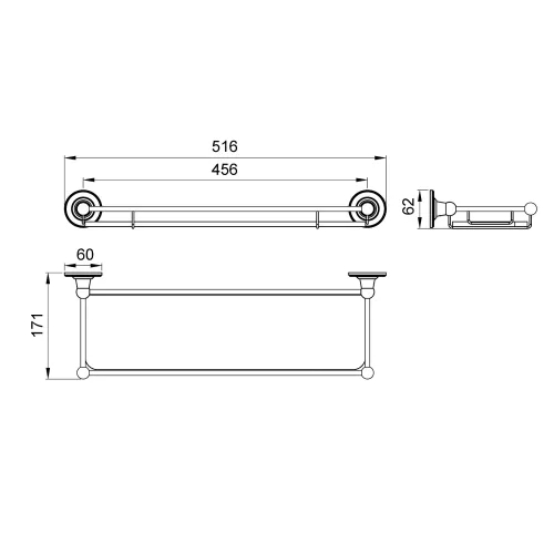 Полка в ванну стеклянная Timo Nelson, Выбрать цвет: Хром, изображение 2