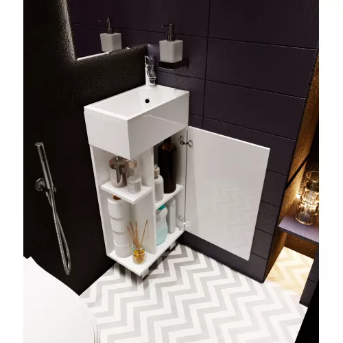 Тумба напольная с раковиной 1Marka Laura 1 дверь, Выбрать цвет: Белый, изображение 5