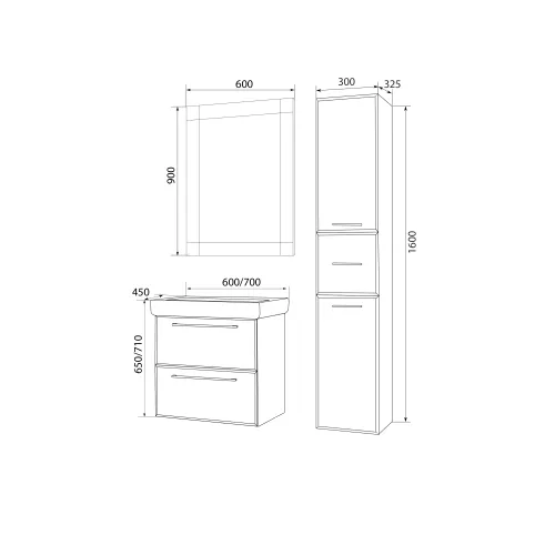 Тумба подвесная 1 Marka Visbaden, Выбрать размер: 70, Выбрать цвет: Черный камень, изображение 3