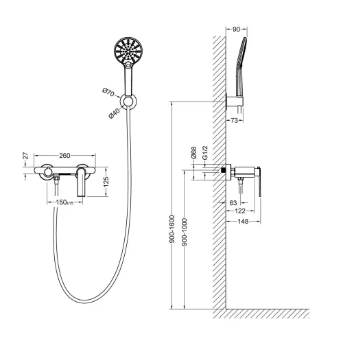Смеситель для ванны с душем Timo Anni 2714/03Y, изображение 6