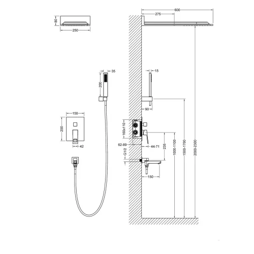 Душевая система встроенная Timo Briana SX-7119, Выбрать цвет: Хром, изображение 3