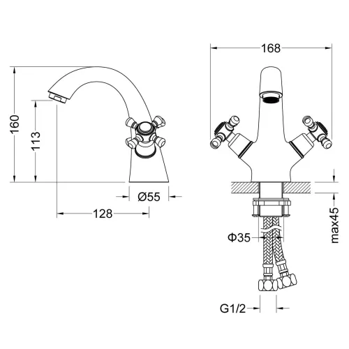 Смеситель для раковины Timo Nelson 1911/03F, Выбрать цвет: Черный, изображение 4