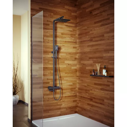 Душевая стойка с термостатом Timo Tetra-thermo SX-0169, Выбрать цвет: Чёрный, изображение 2