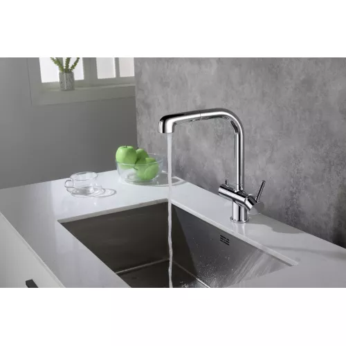 Смеситель для кухни с подключением фильтра и выдвижной лейкой Timo Saona 2346/00FL, Выбрать цвет: Хром, изображение 3