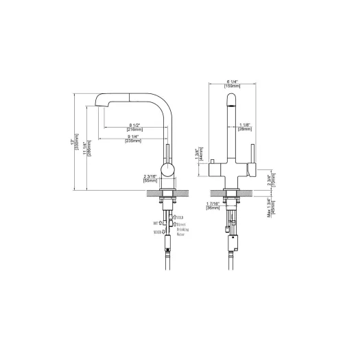 Смеситель для кухни с подключением фильтра и выдвижной лейкой Timo Saona 2346/03FL, Выбрать цвет: Черный, изображение 5
