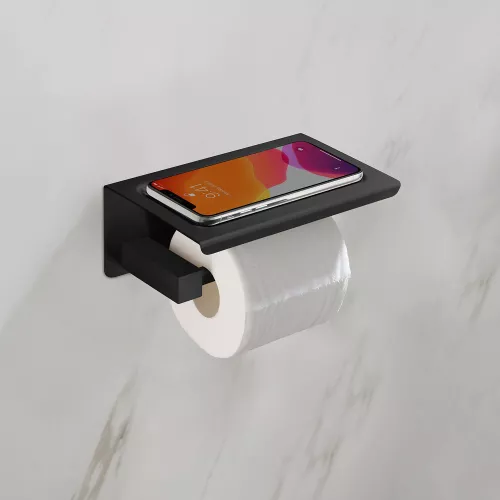 Бумагодержатель с полкой для телефона Timo Selene, Выбрать цвет: Черный, изображение 2