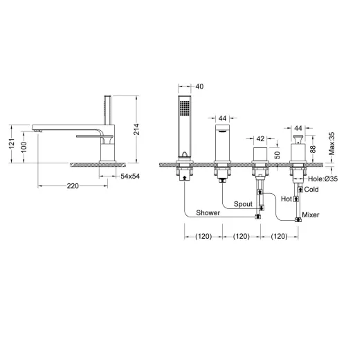 Смеситель врезной для ванны с душем Timo Torne 4330/17Y, Выбрать цвет: Золото, изображение 4
