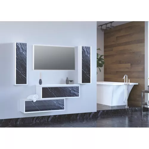 Пенал подвесной Marka One Milacco , Ориентация: левая, Выбрать цвет: Черный камень, изображение 3