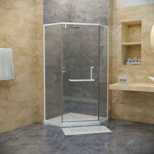 Душевой уголок RGW HO-084W, Цвет стекла: прозрачное, Цвет профиля: Белый, Выбрать размер: 90x90, изображение 2