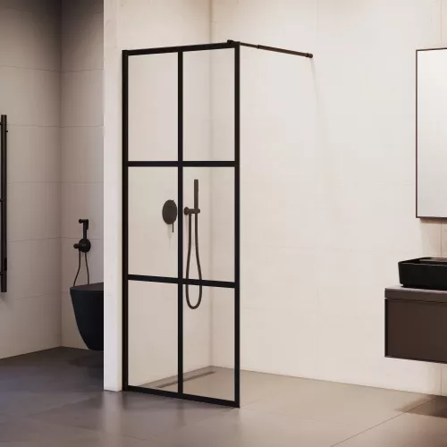 Перегородка для душа RGW WA-111B, Цвет стекла: прозрачное, Цвет профиля: Черный, Выбрать размер: 80