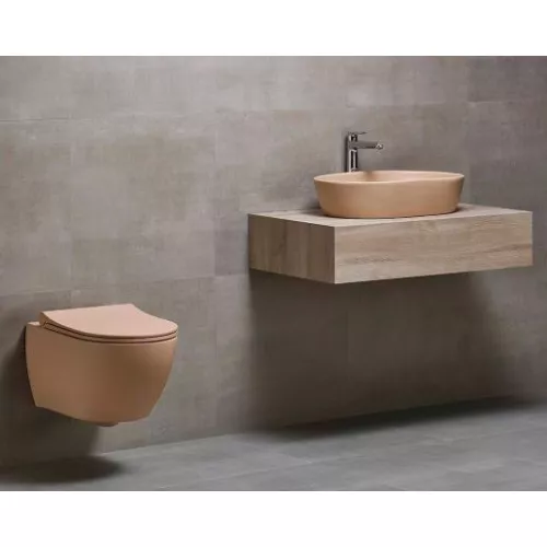 Унитаз подвесной beWash Bogen с сиденьем микролифт латте (бежевый), Выбрать цвет: Бежевый, изображение 2