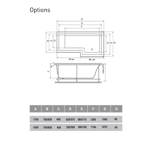 Ванна  акриловая асимметричная Vayer Options, Выбрать размер: 165х85, Ориентация: правая, изображение 2