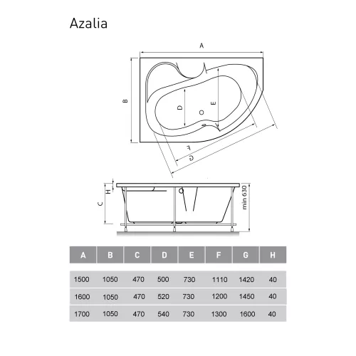 Ванна  акриловая Vayer Azalia, Выбрать размер: 160*105, Ориентация: левая, изображение 3