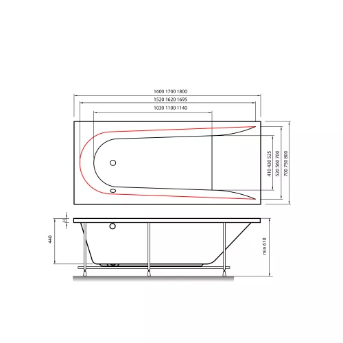 Ванна  акриловая прямоугольная Vayer Boomerang, Выбрать размер: 160*70, изображение 10