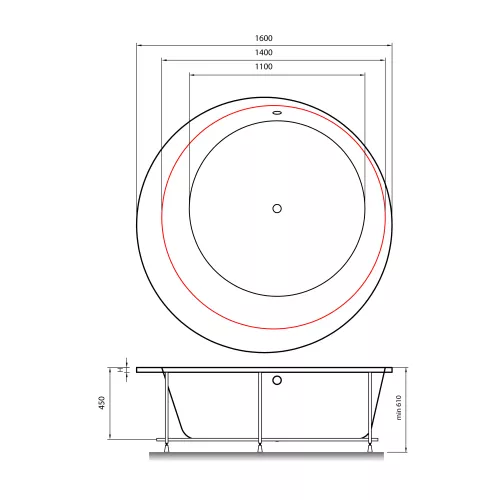 Ванна  акриловая Vayer Boomerang D1600  160*160, изображение 4