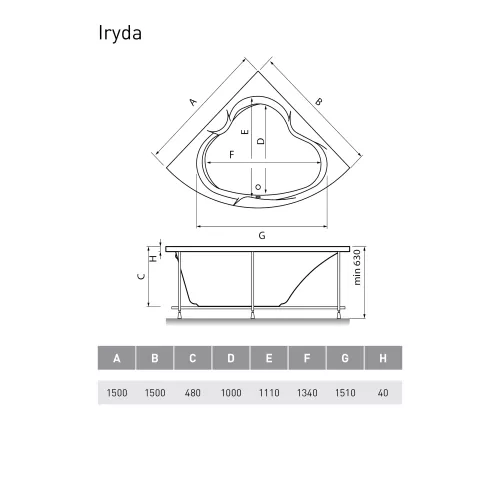Ванна  акриловая Vayer Iryda 150*150, изображение 7