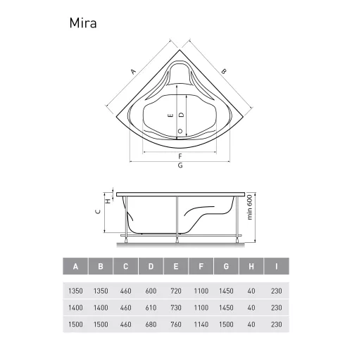 Ванна  акриловая Relisan MIRA, Выбрать размер: 135х135, изображение 6