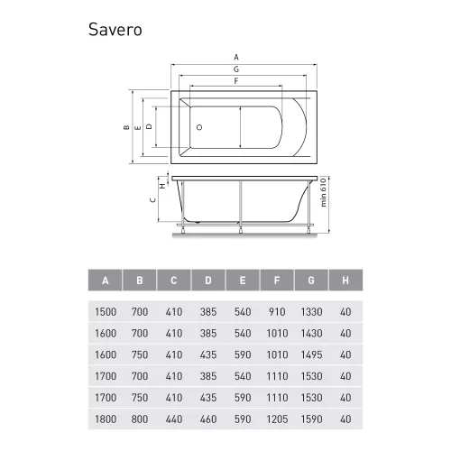 Ванна  акриловая Vayer Savero, Выбрать размер: 150*70, изображение 5