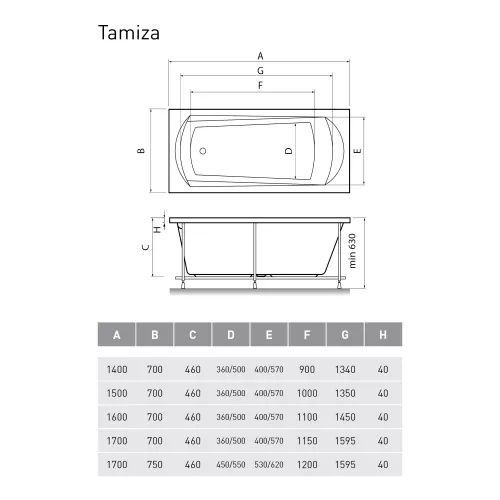 Ванна акриловая Relisan Tamiza, Выбрать размер: 120х70, изображение 5