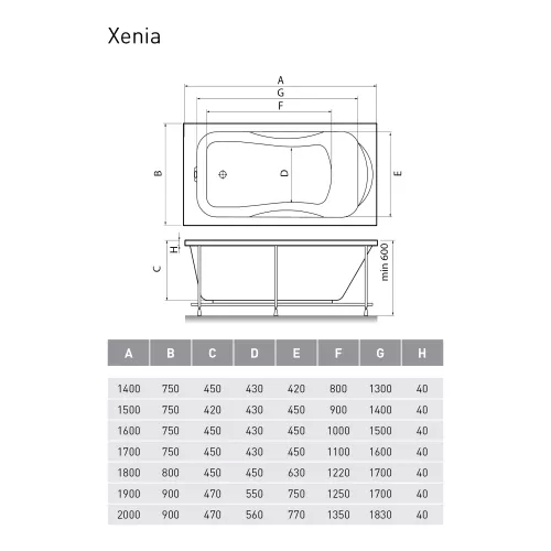 Ванна  акриловая Relisan Xenia, Выбрать размер: 150х75, изображение 5