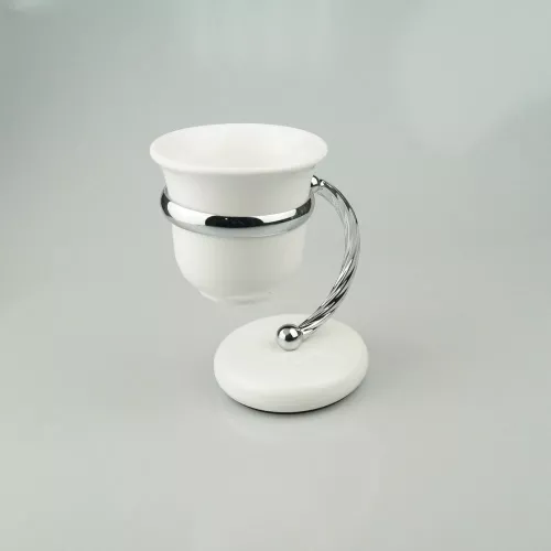 Аксессуары: Stil Haus Giunone  настольный керамический стакан   хром - белый 1 в магазине Акватория