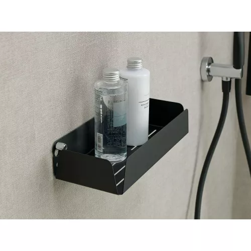 Stil Haus  металлическая полка с бортиками  длина 25 см, черный матовый