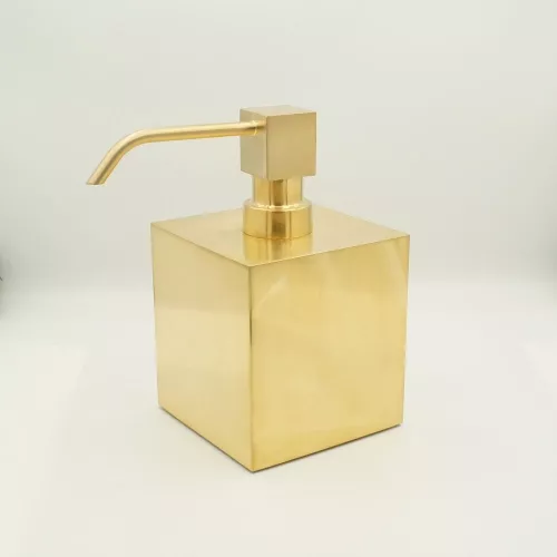 Surya Metall  квадратный металлический дозатор с помпой V3   золото сатин