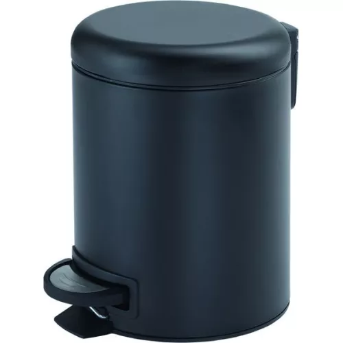 Gedy G-Potty  круглый контейнер для мусора с педалью - 3 литра   черный матовый