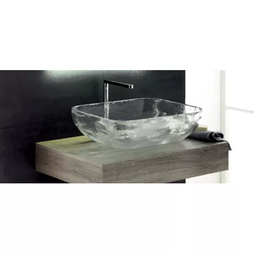 Мебель для ванной: Stil Haus Fluid дерев. столешница  серый + раковина накладная MURANO'S  прозрачный 1 в магазине Акватория