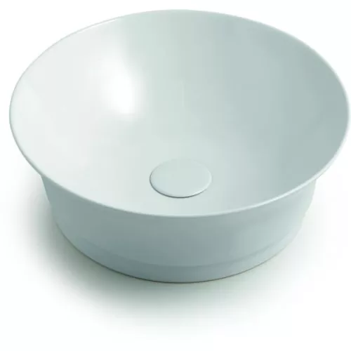Санфаянс: White Ceramic Idea накл. круглая раковина ?42хh15 см с кер. дон. клап.  черный матовый 1 в магазине Акватория