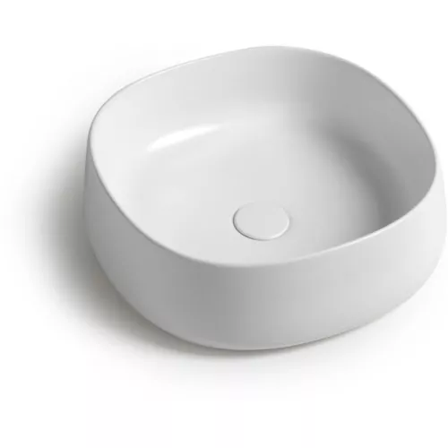 Санфаянс: White Ceramic Jumper накладная квадратная раковина 42x42x15h см  серый матовый 1 в магазине Акватория
