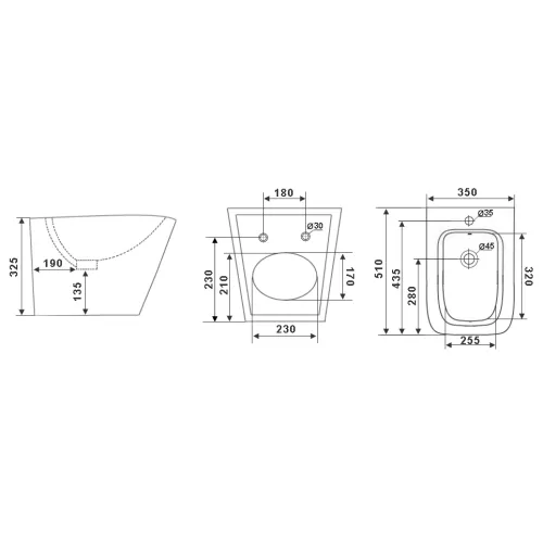 Биде подвесное Timo Keramiikka SOLI ТК-304, Выбрать цвет: Черный, изображение 2