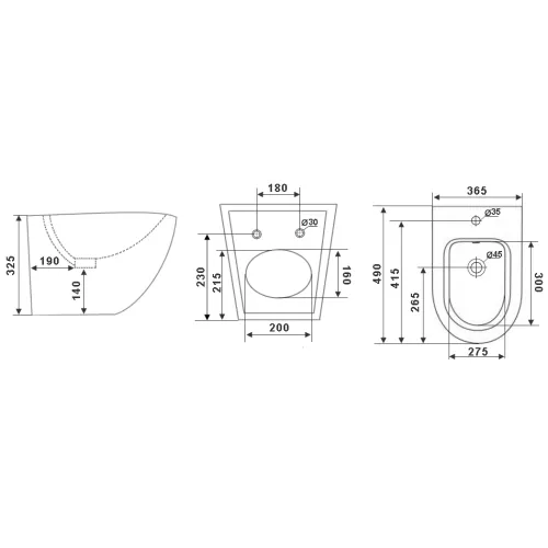 Биде подвесное Timo Keramiikka  KULO TK-404, Выбрать цвет: Черный, изображение 2