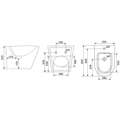 Биде подвесное Timo Keramiikka INARI TK-504, Выбрать цвет: Черный, изображение 2