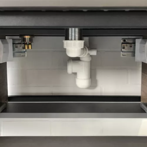 COMFORTY. Тумба-умывальник "Лиссабон-95" дуб темный с правой/левой  черной столешницей с раковиной, Выбрать размер: 95, Ориентация: правая, Выбрать цвет: дуб темный , Комплектация: раковина Comforty 9111, изображение 9