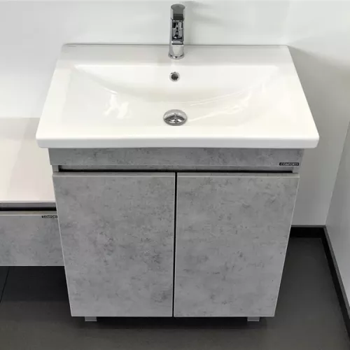 COMFORTY. Тумба-умывальник "Осло-70НД" бетон светлый с раковиной COMO 70, изображение 8