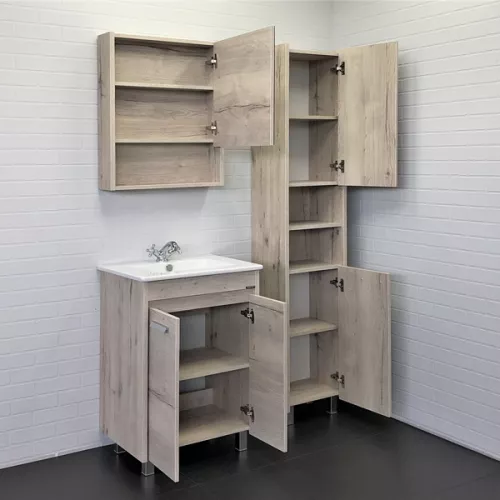 COMFORTY. Тумба-умывальник "Марио-60/75 " дуб дымчатый /сосна с раковиной Quadro 60/75, Выбрать размер: 60, Выбрать цвет: Дуб дымчатый, Комплектация: раковина Quadro 60, изображение 7