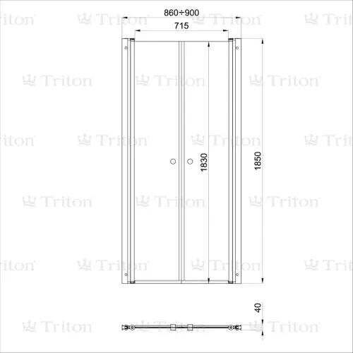 Душевая дверь в нишу Triton Дабл  стекло прозрачное, распашная, Выбрать размер: 90, изображение 6
