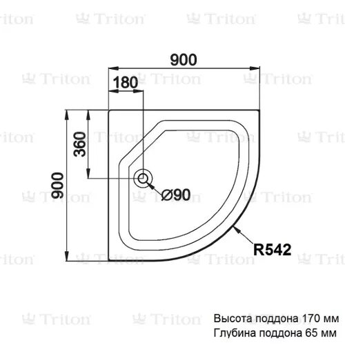 Поддон для душа Тритон ПД4 90х90, Тип поддона: Средний, Выбрать размер: 90х90, изображение 4